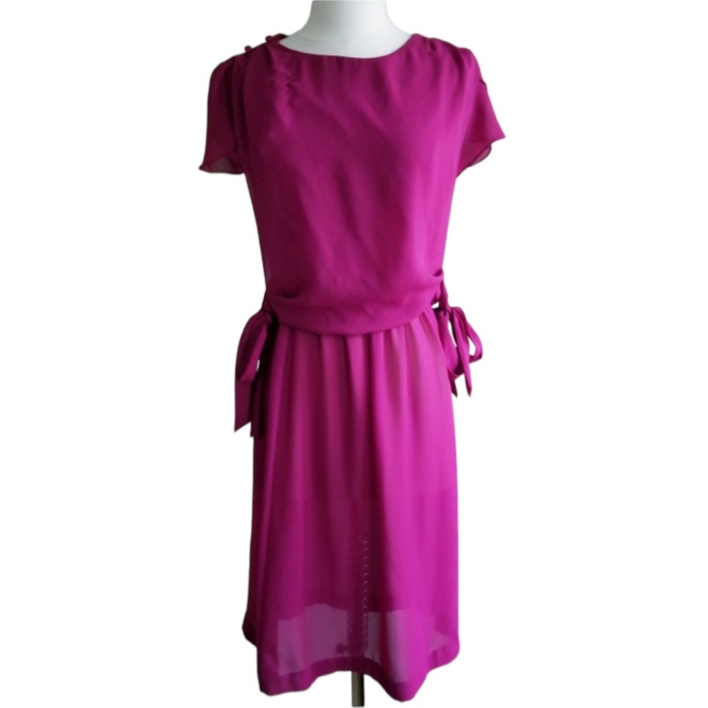 1970s Stuart Barry Purplish, Semi Sheer, Poly Dres